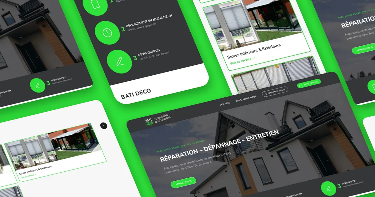 Refonte du site vitrine, interface conçue pour Bati Déco